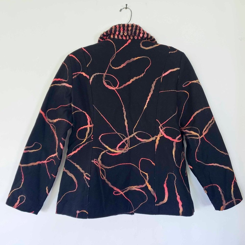 Wraps By Canvasbacks Black Embroidered Boho Coat … - image 3